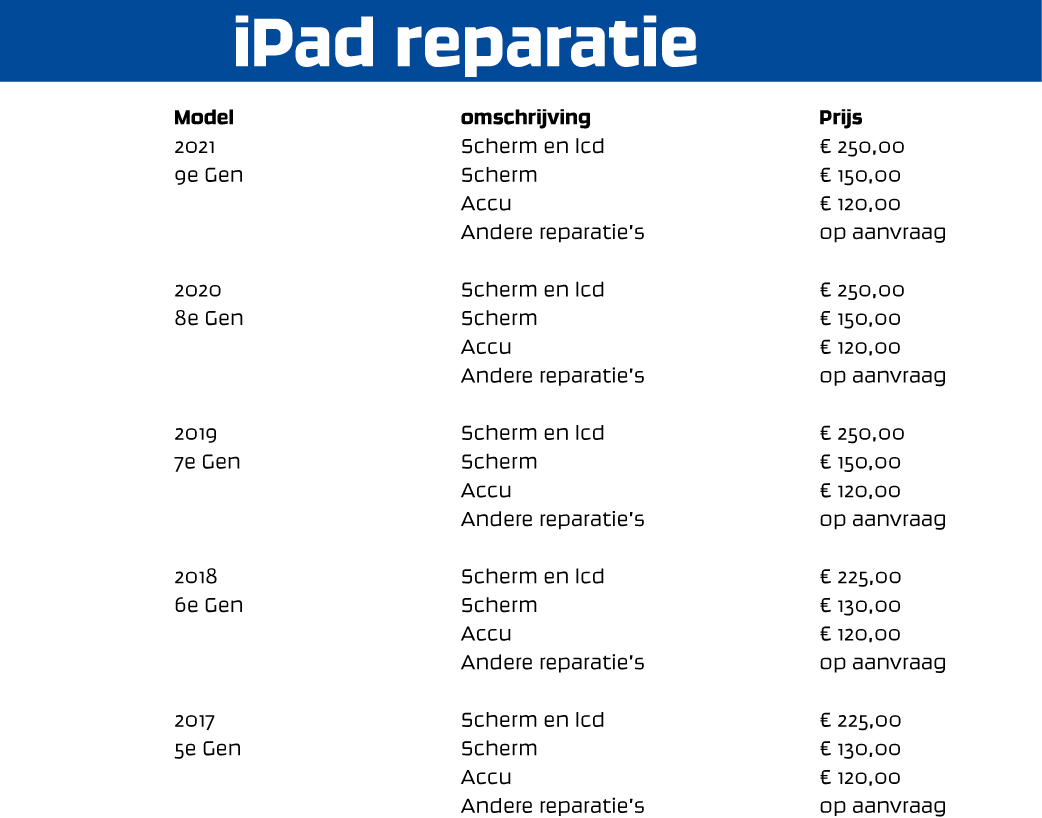iPad reparatie